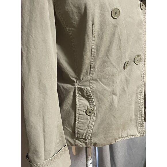 Banana Republic Khaki Trench Jacket Women Size 12 Cotton Double Breasted - Picture 7 of 15